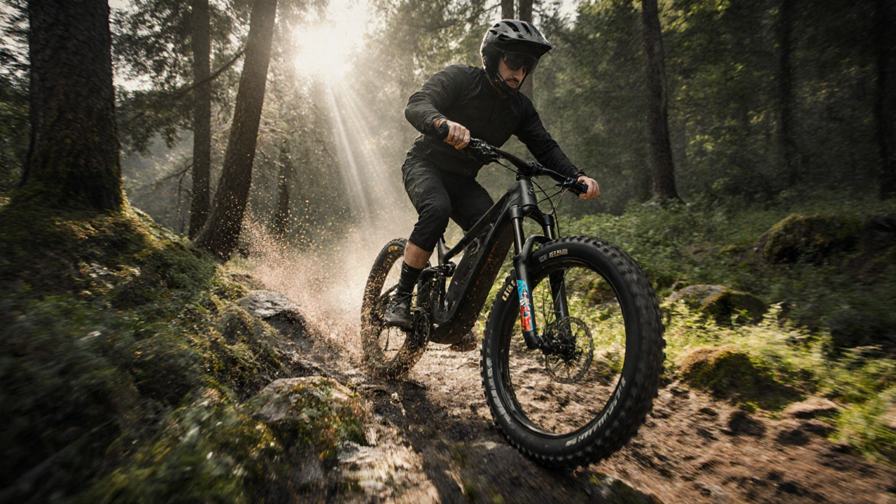 Haibike E-Mountainbike auf einem schotterigen Waldweg in der Sächsischen Schweiz.