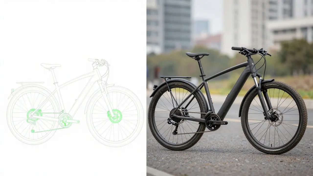 Vergleich: Einfaches 1x12-Getriebe links, komplexes 2x11-Getriebe rechts mit Schmutz und Kabeln.