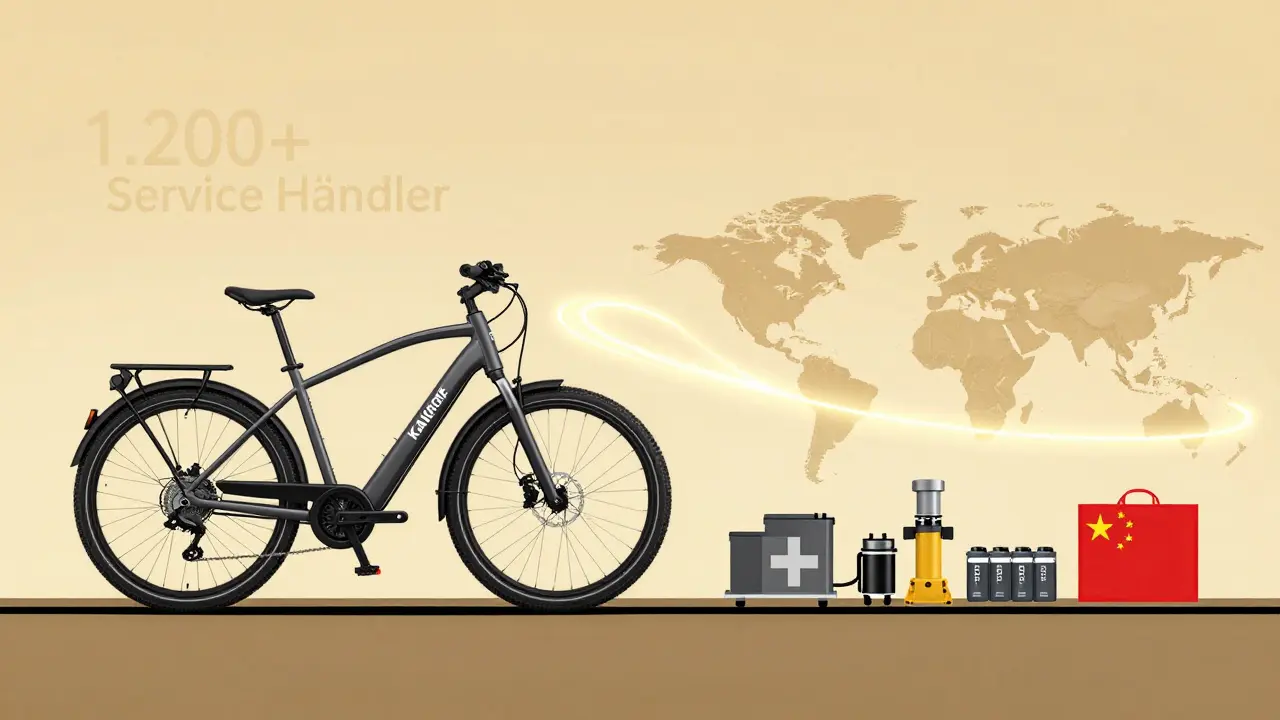 Ein Kalkhoff E-Bike verbindet deutsche Fertigung mit europäischer Logistik, mit globalen Komponenten und über 1.200 Service-Händlern.