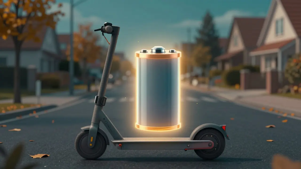 Konzeptionelle Darstellung einer Lithium-Ionen-Batterie für Elektroroller.