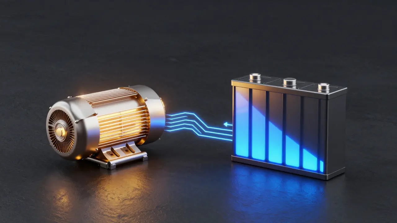 Konzeptuelle Darstellung des Zusammenhangs zwischen Motorleistung und Akkuverbrauch