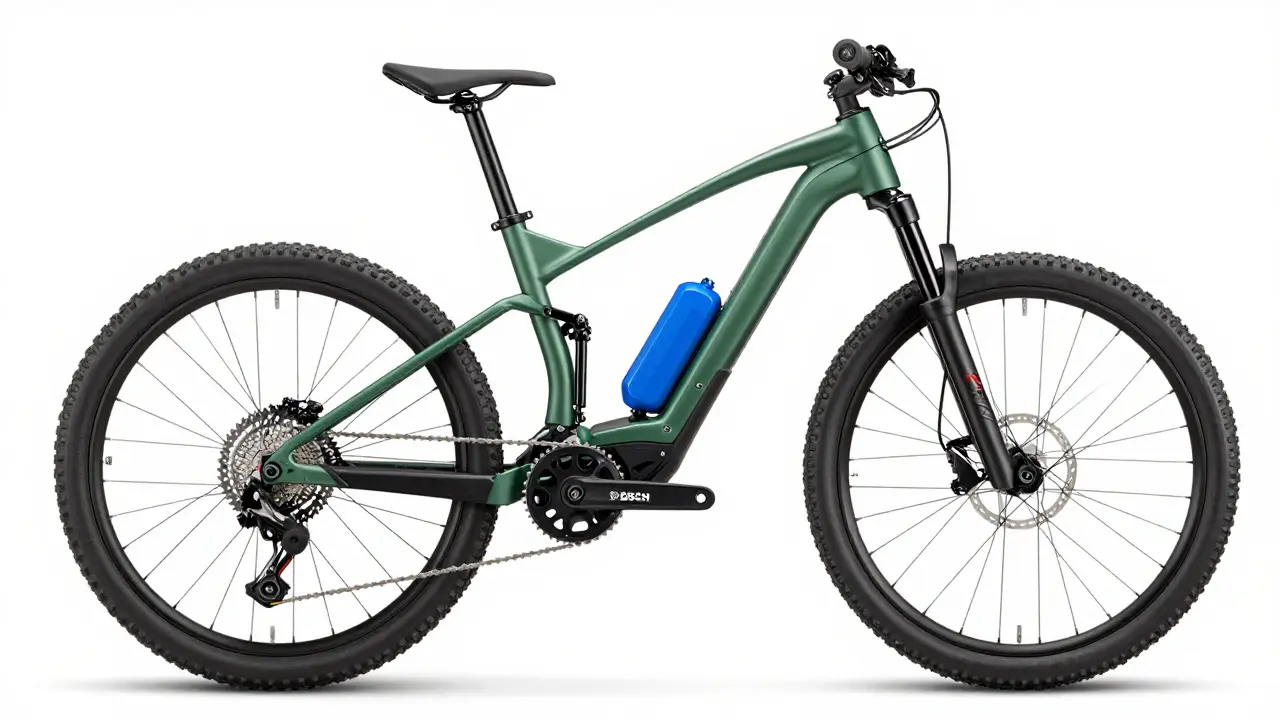 Technische Schnittzeichnung von E-Bike Antriebskomponenten