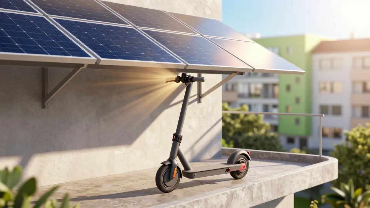 E-Roller wird mit Solarenergie geladen