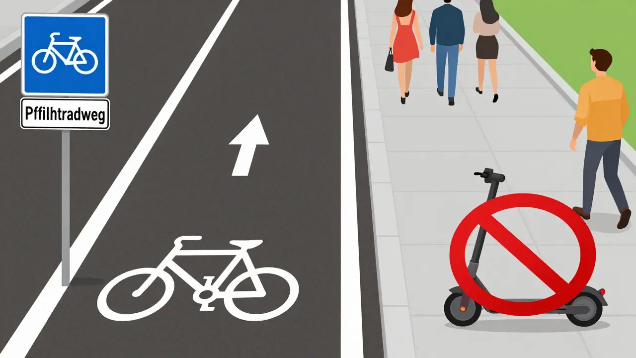 Grafik: Erlaubte Radwege vs. verbotene Gehwege