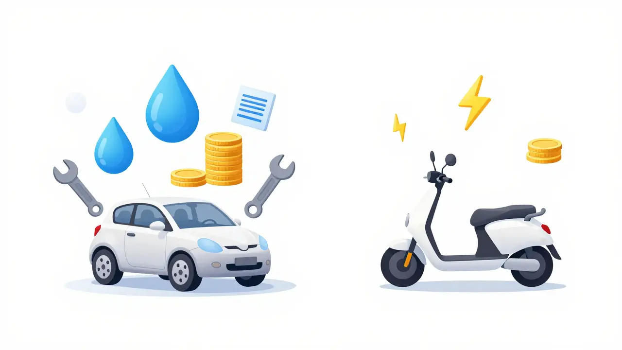 Illustration zum Kostenvergleich zwischen Auto und E-Roller