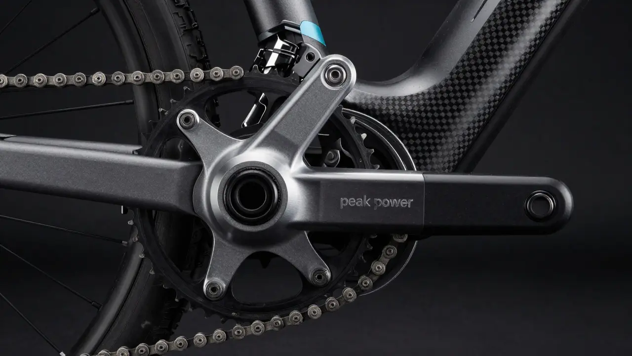 Nahaufnahme des Motors und der Kette eines E-Bikes