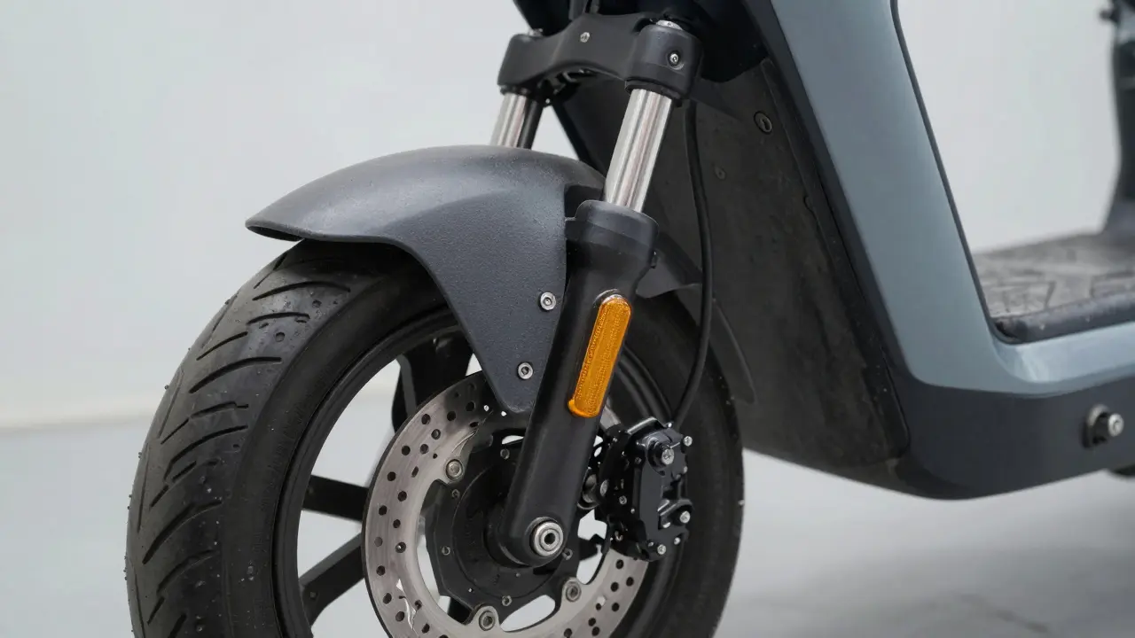 Nahaufnahme technischer Details eines nicht zugelassenen Rollers