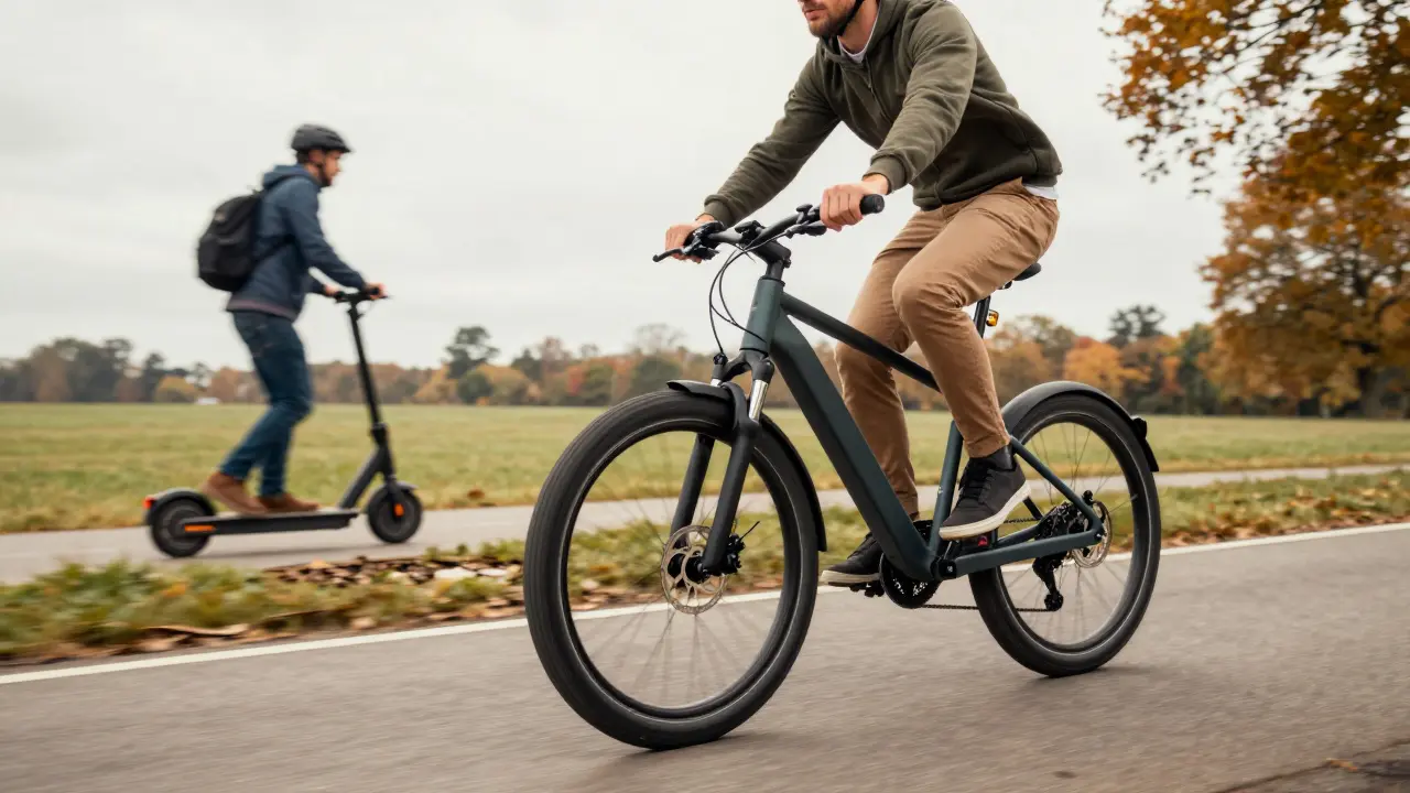 Sichere Fahrt mit dem E-Bike im Vergleich zum wackeligen Scooter