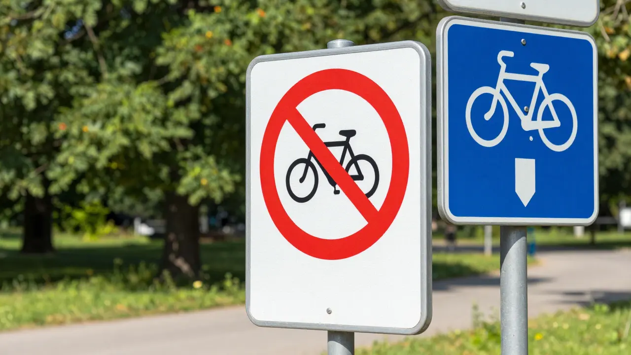 Verbotsschild für Fahrzeuge am Parkeingang
