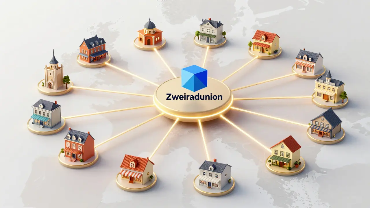 Abstrakte Darstellung des Genossenschaftsnetzwerks der Zweiradunion
