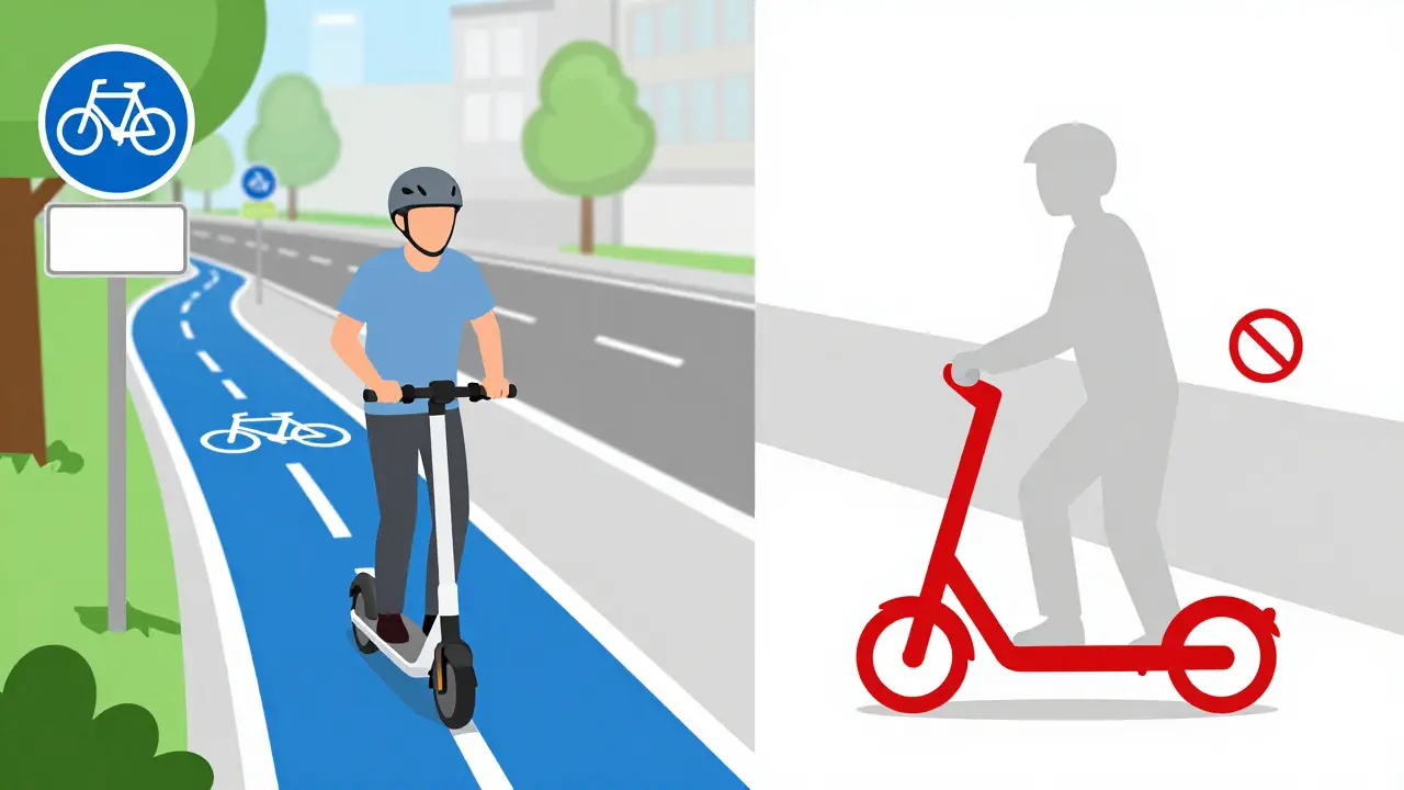 Grafik: Richtiges Fahren auf Radweg vs. Gehwegverbot