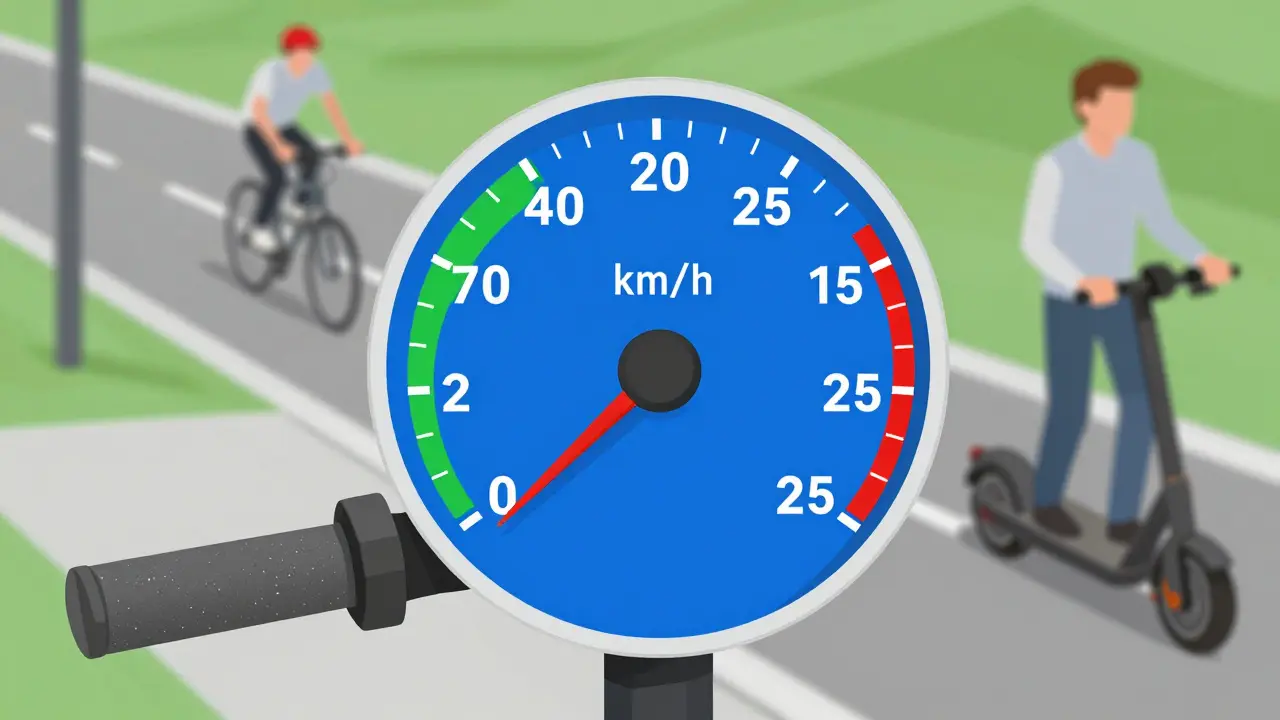 Grafik zur Geschwindigkeitsbegrenzung von 20 km/h für E-Scooter
