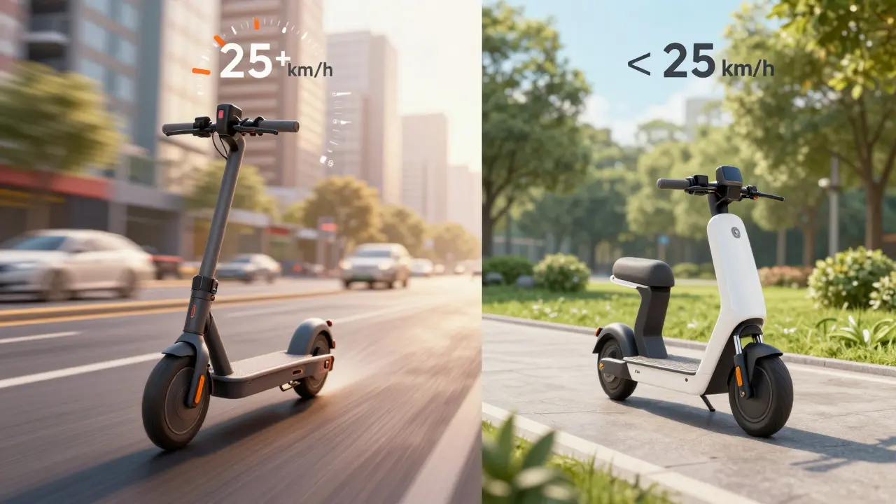 Kontrast zwischen schnellem und langsamem E-Roller