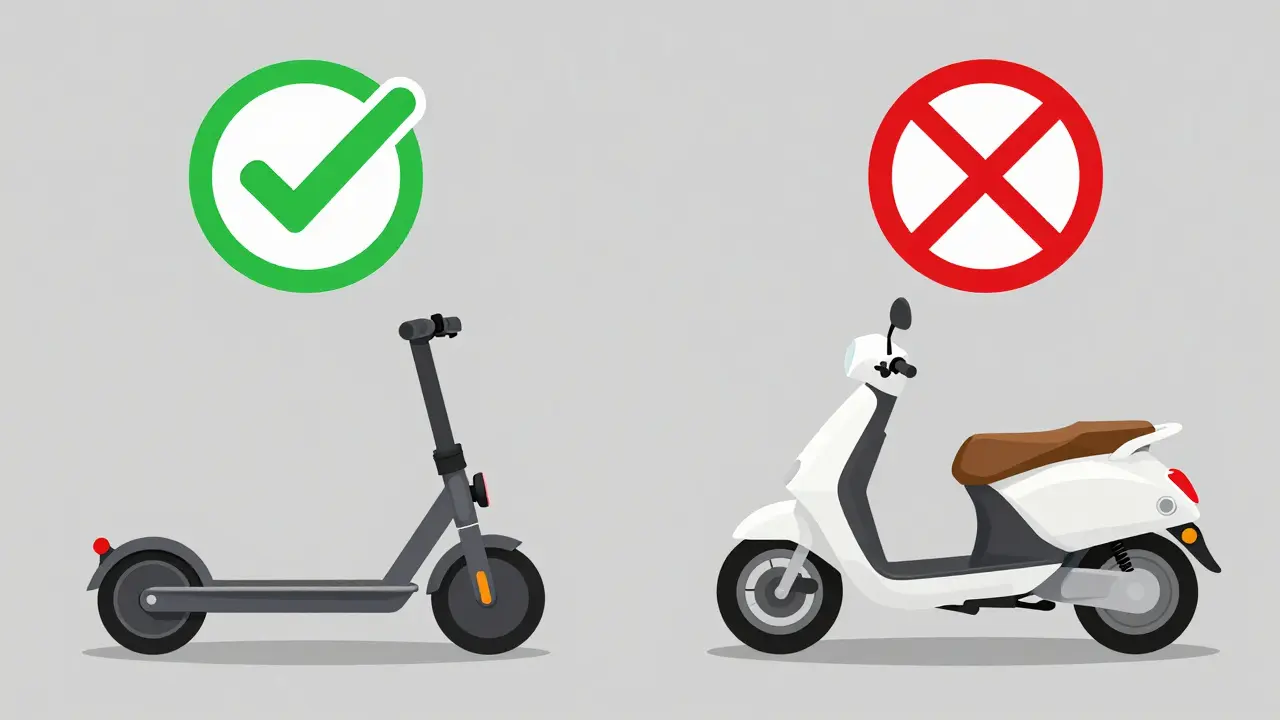 Vergleich legaler E-Scooter und illegaler Mofa-Klasse ohne Text