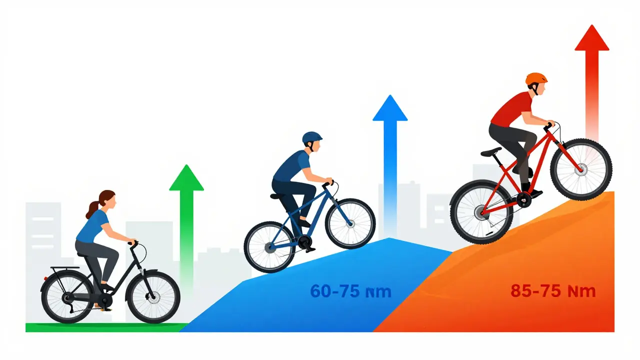 Vergleich von E-Bike-Drehmomenten für flaches und bergiges Gelände
