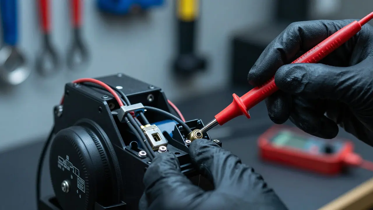 Detailaufnahme der Qualitätskontrolle bei E-Bike-Elektronik