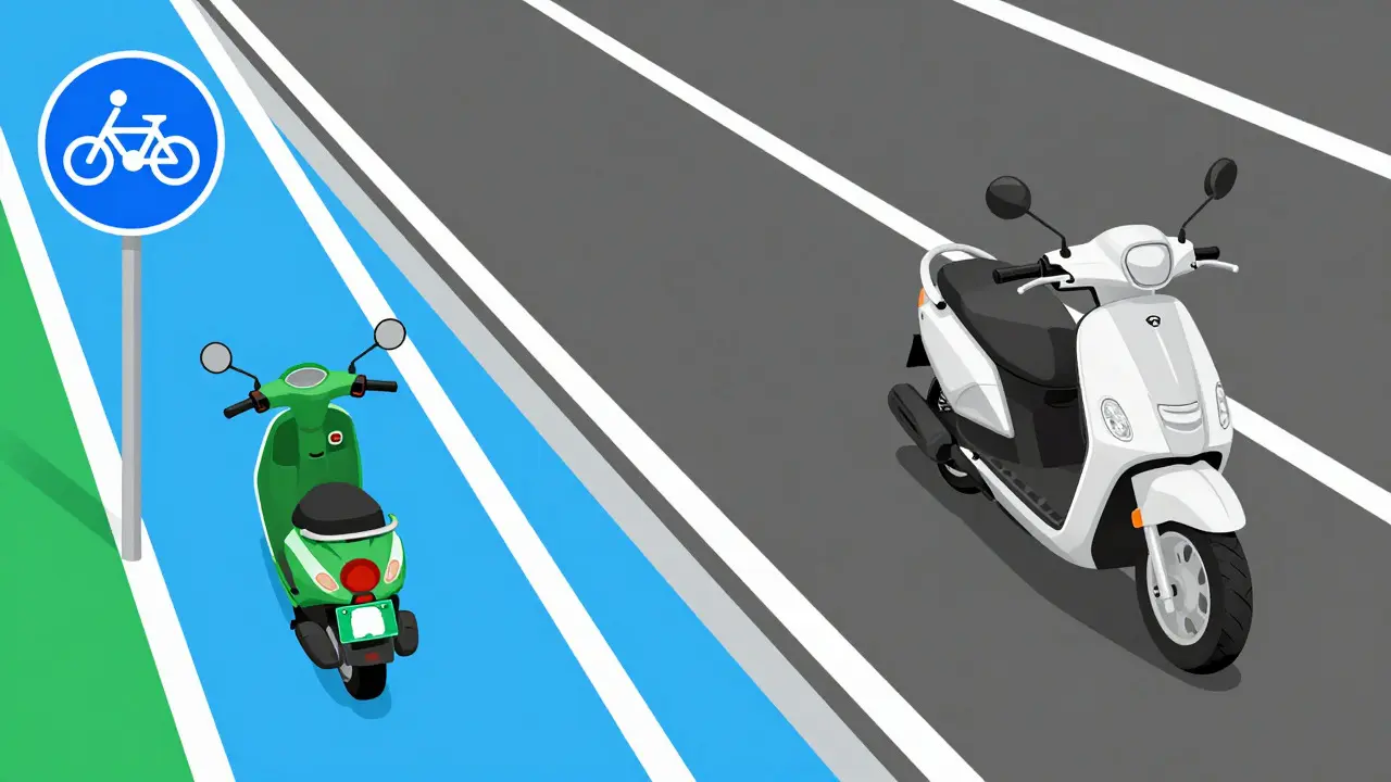Grafik zeigt erlaubte Wege für Mopeds und Roller